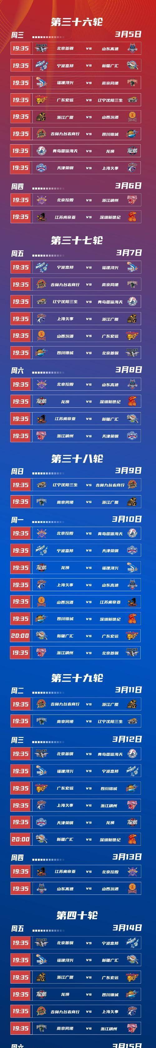 开云体育在线-CBA官方公布新赛季开幕日期及赛程安排